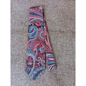 Tie 70s 80s 90s Y2K Mens Italianissimo Black Blue Red Paisley 3.5 Wide 57 Long